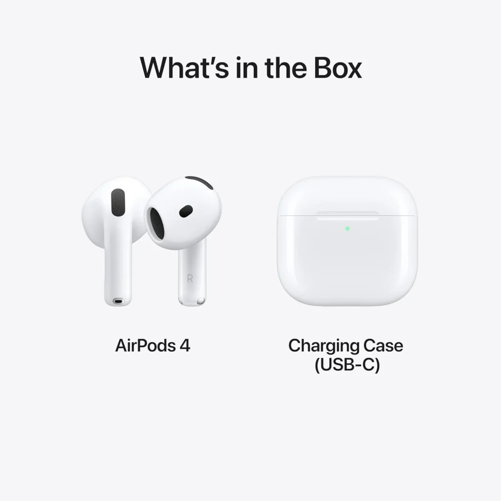 Apple AirPods 4 wireless earbuds with USB-C charging case