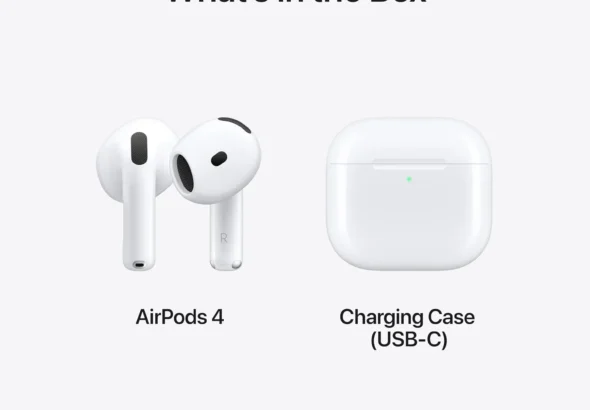 Apple AirPods 4 wireless earbuds with USB-C charging case
