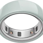 Oura Ring Gen 4 smart ring in silver and soft green finish with inner health sensors and LED indicators.