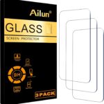Ailun tempered glass screen protector 3 pack with 9H hardness and oleophobic coating for maximum scratch protection