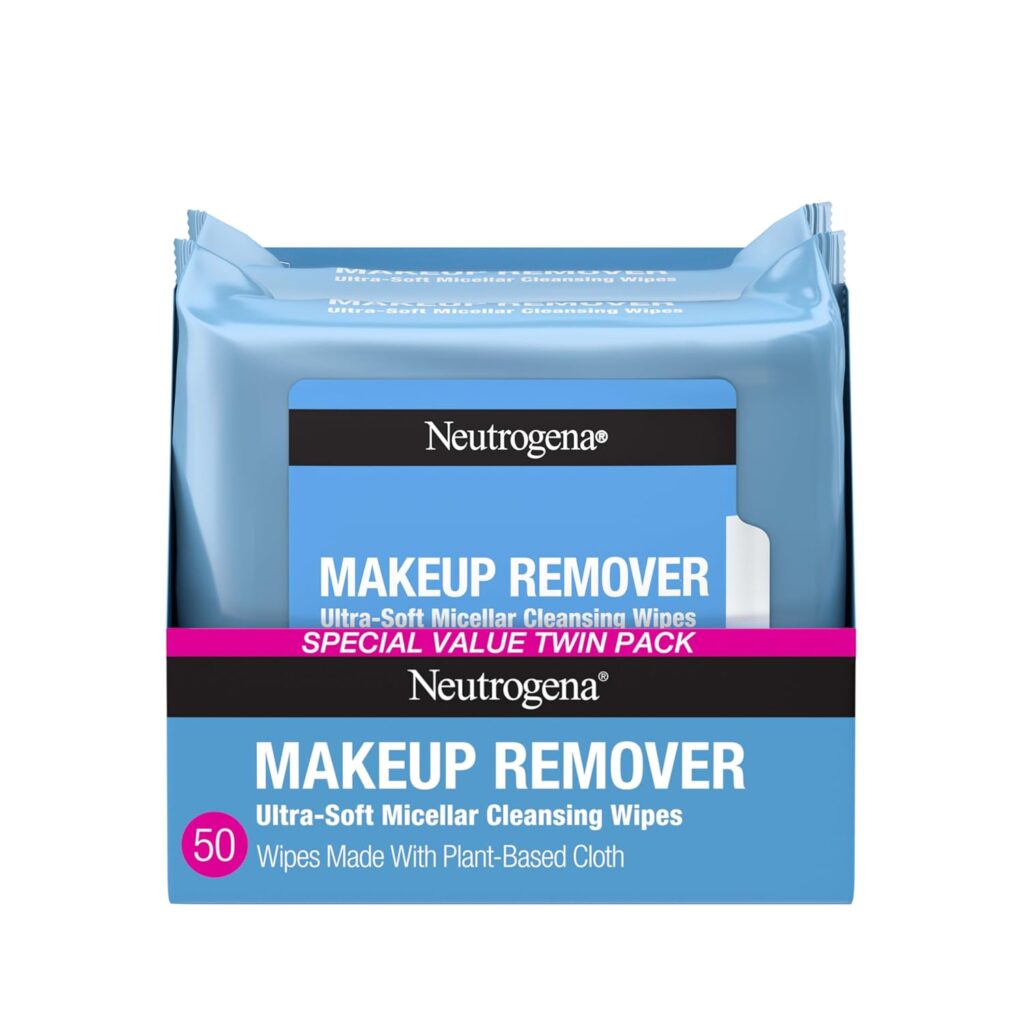 Pack of Neutrogena Makeup Remover Ultra-Soft Micellar Cleansing Wipes twin pack with 50 wipes per pack.
