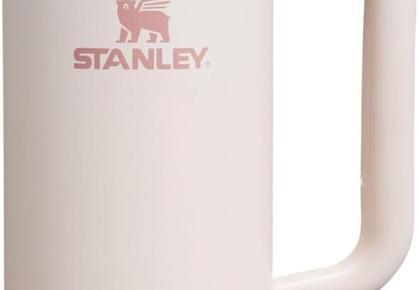Stanley Quencher H2.0 30 oz insulated stainless steel tumbler with handle and straw, FlowState 3-position lid, BPA-free travel cup, Rose Quartz 2.0