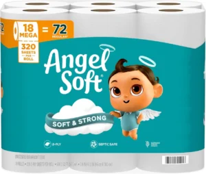 Angel Soft Toilet Tissue, 18 Jumbo Rolls (Equal to 72 Regular Rolls), Soft and Strong