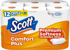 Scott ComfortPlus 12 Triple Rolls Toilet Paper, 231 Sheets per Roll, Septic-Safe 1