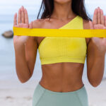 Set of colorful resistance bands laid out for a home workout